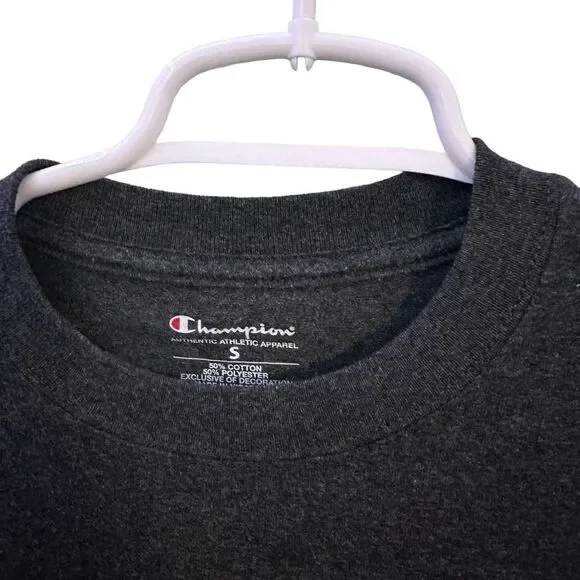 Ole Miss Champion T-Shirt Mens S‎ Small Gray Long Sleeve Tee 50/50 Cotton Poly - Picture 4 of 5